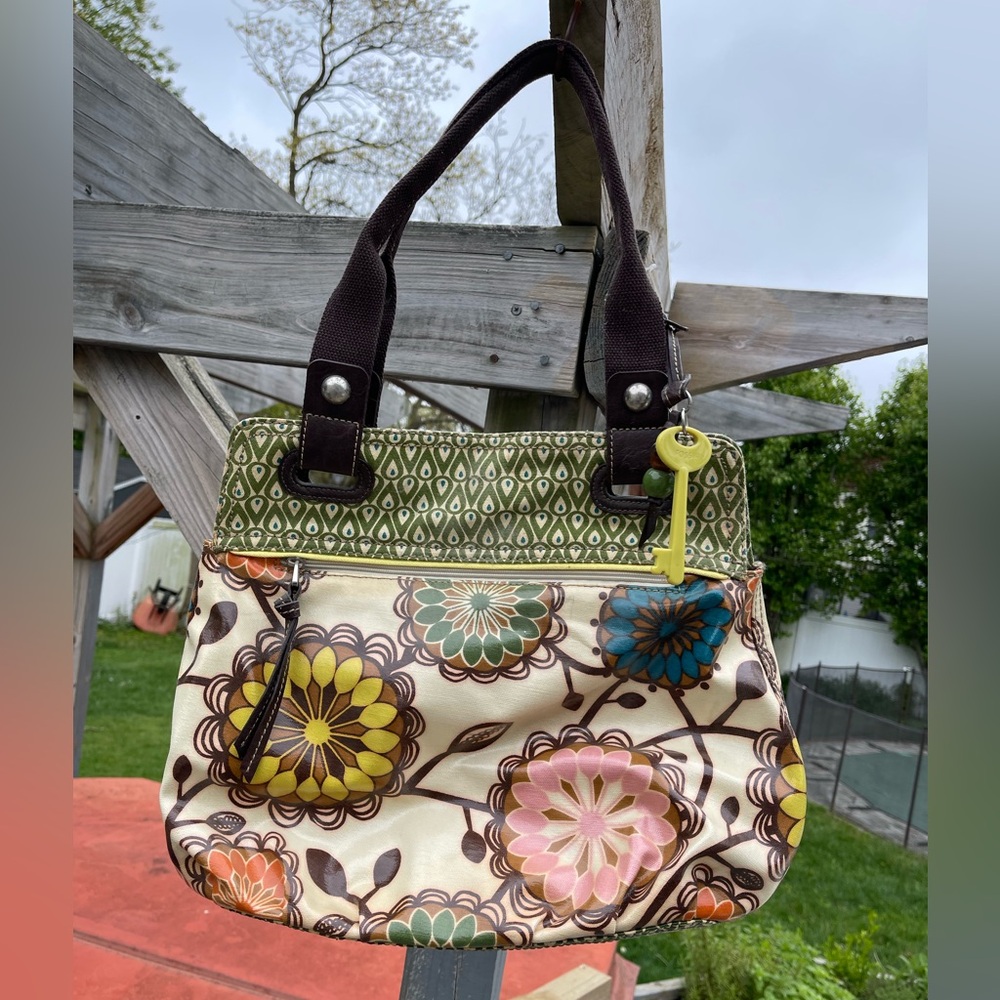 Coated canvas colorful fossil shoulder bag